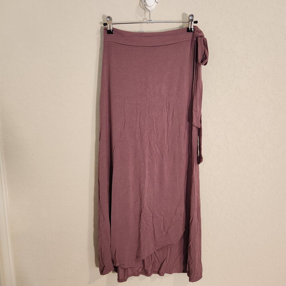 Sozy Soft and Cozy Patricia Wrap Tie Modal Maxi Skirt Plum Purple Mauve - Large